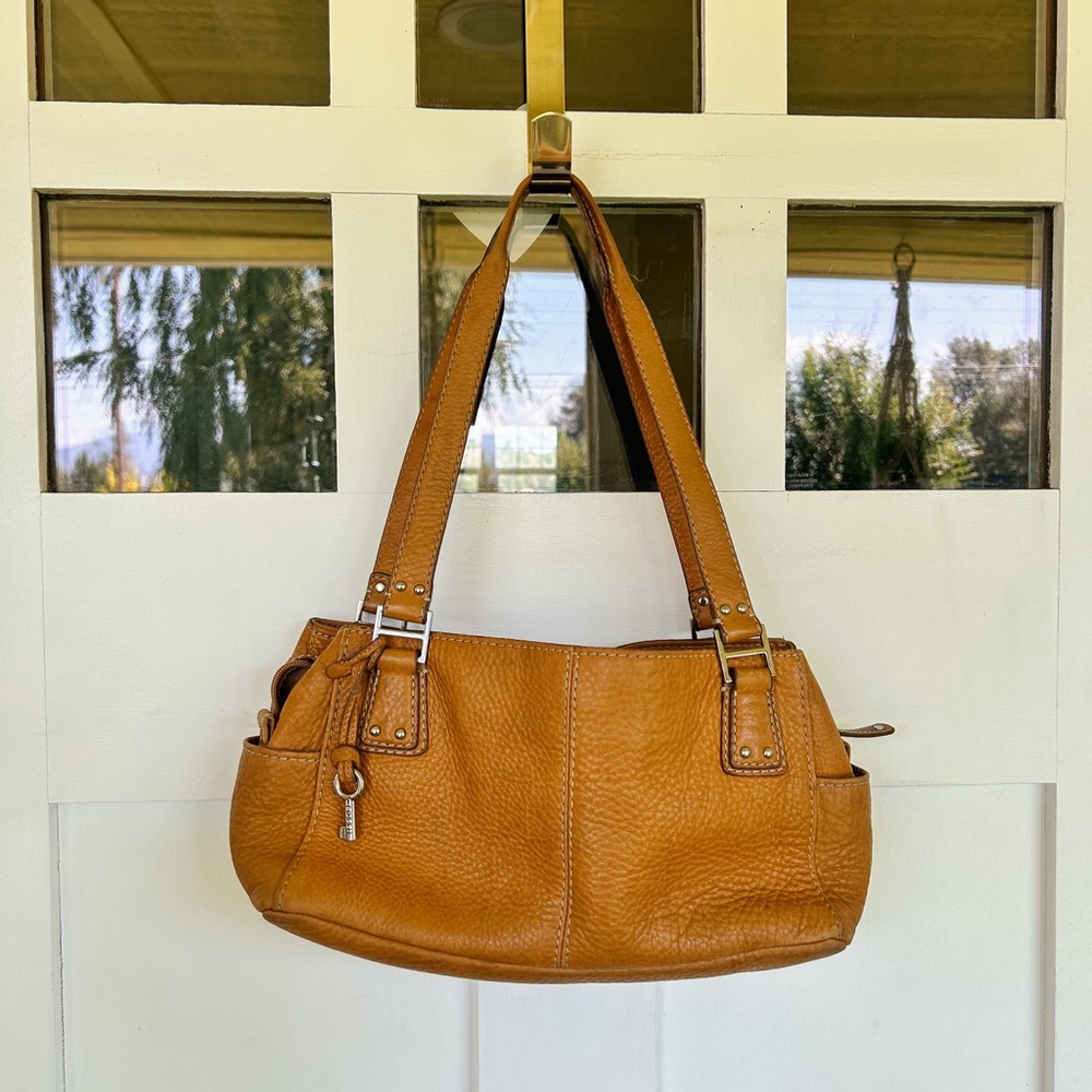Fossil Caramel Leather Shoulder Bag